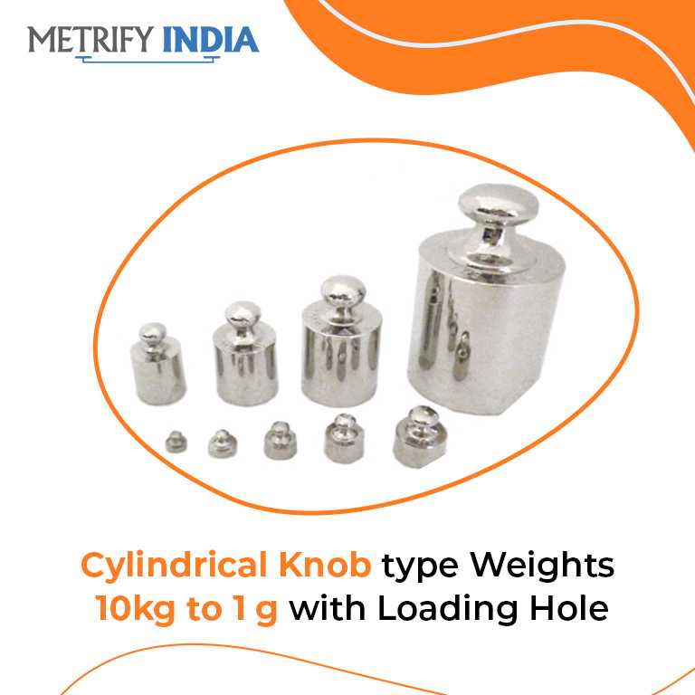Cylindrical Knob Type Weights 10kg To 1 g With Loading Hole